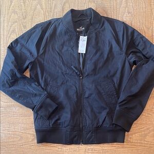 Hollister Men's Dark Blue Bomber Jacket